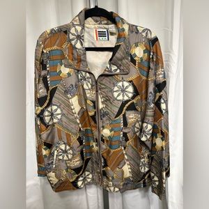 Men’s Beige Colorful “ EVR” Silk Bomber Jacket